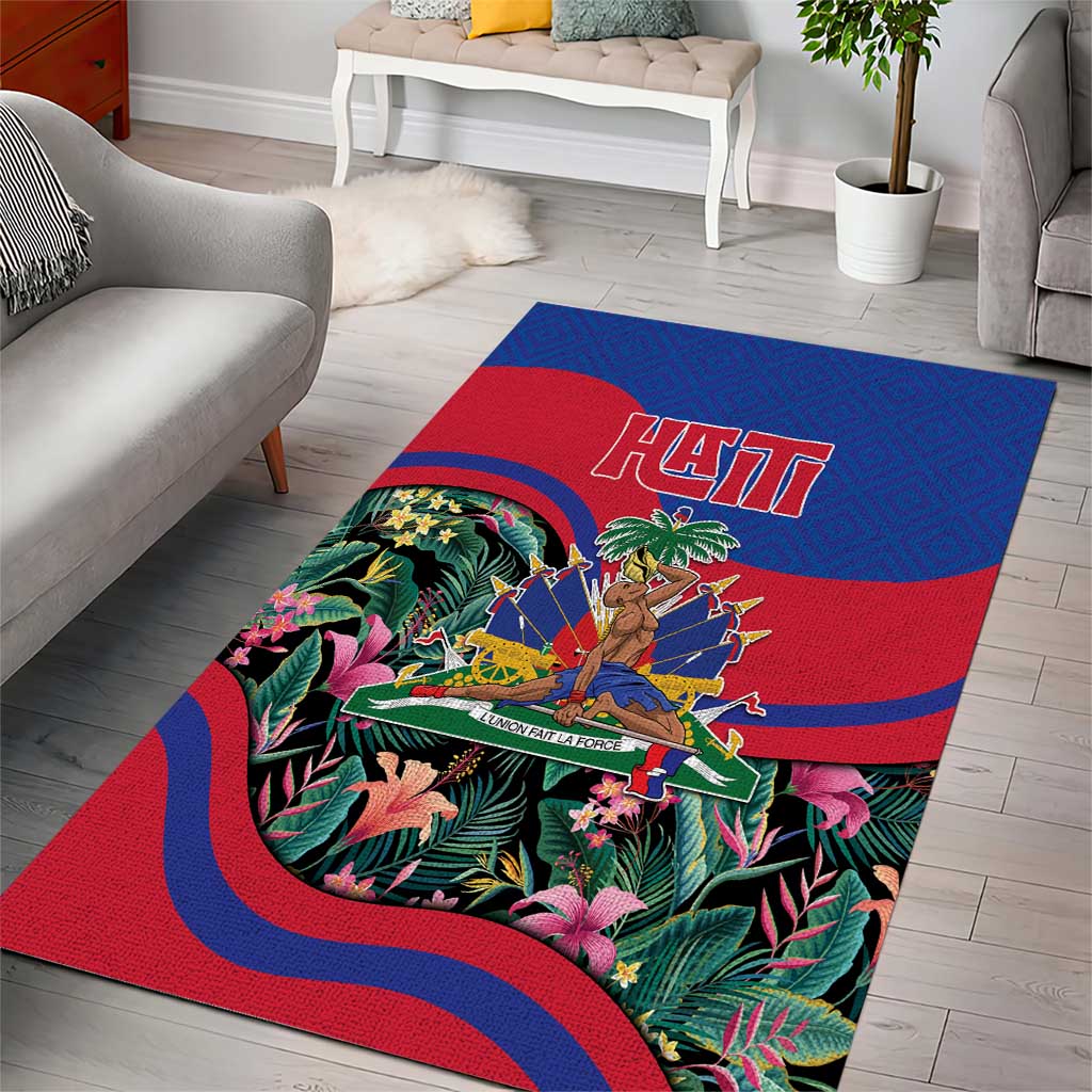 Personalized Haiti Area Rug Tropical Hibiscus Flowers