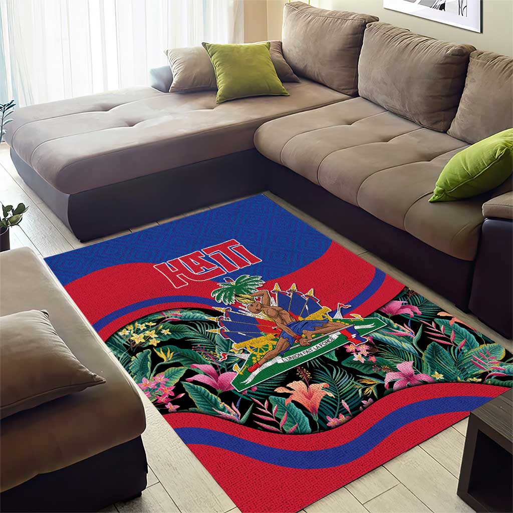Personalized Haiti Area Rug Tropical Hibiscus Flowers