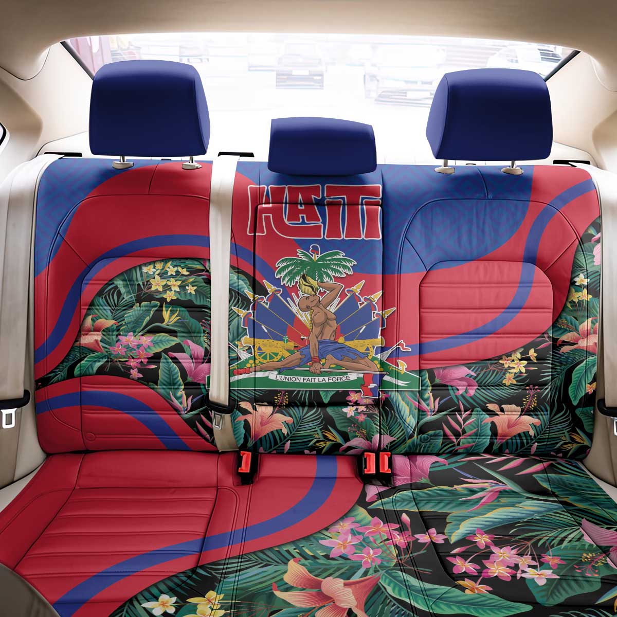 Personalized Haiti Back Car Seat Cover Tropical Hibiscus Flowers
