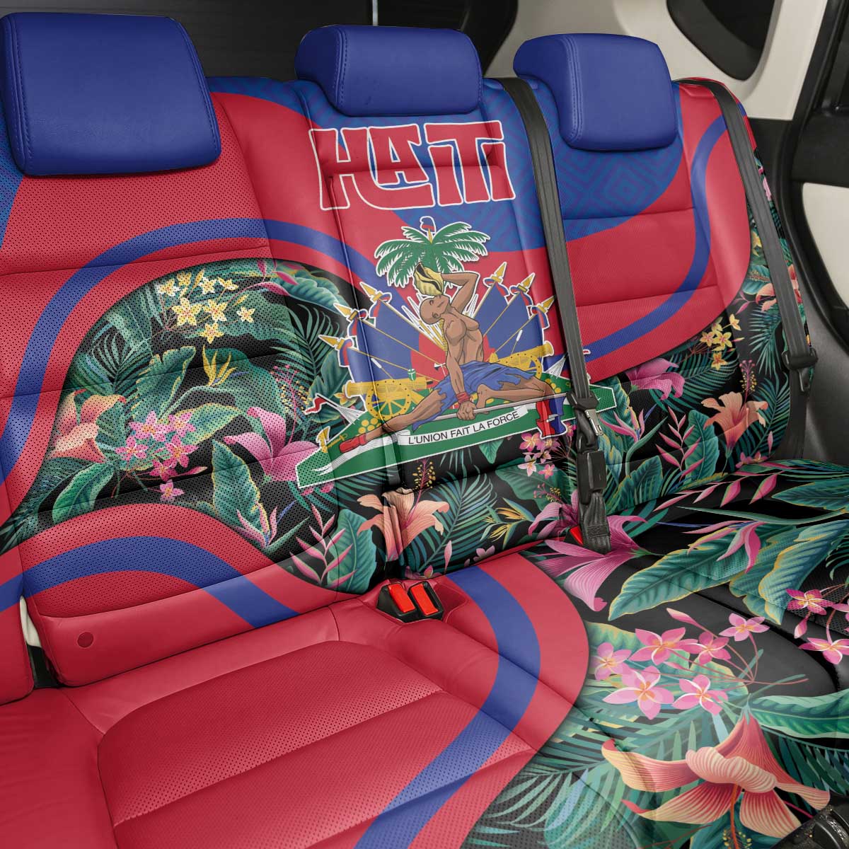 Personalized Haiti Back Car Seat Cover Tropical Hibiscus Flowers