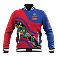 Personalized Haiti Baseball Jacket Tropical Hibiscus Flowers DT05