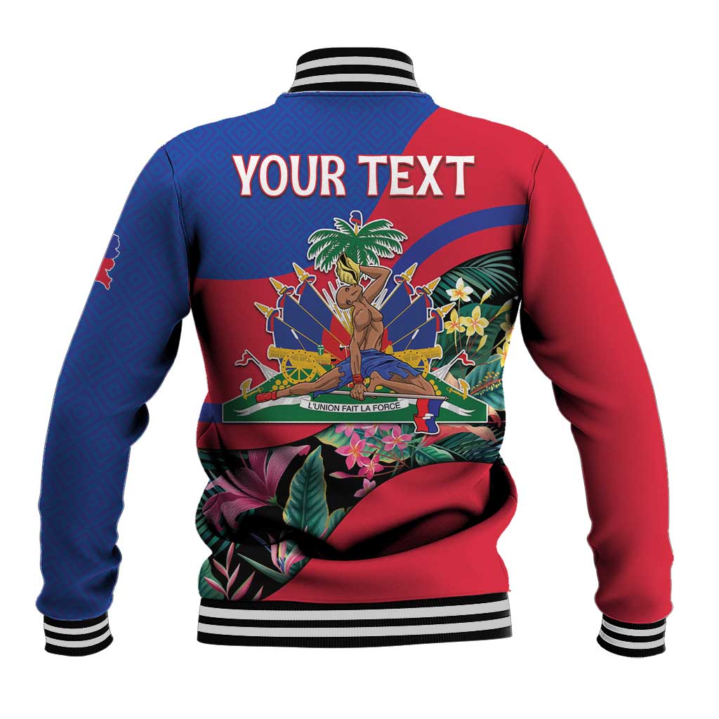 Personalized Haiti Baseball Jacket Tropical Hibiscus Flowers DT05