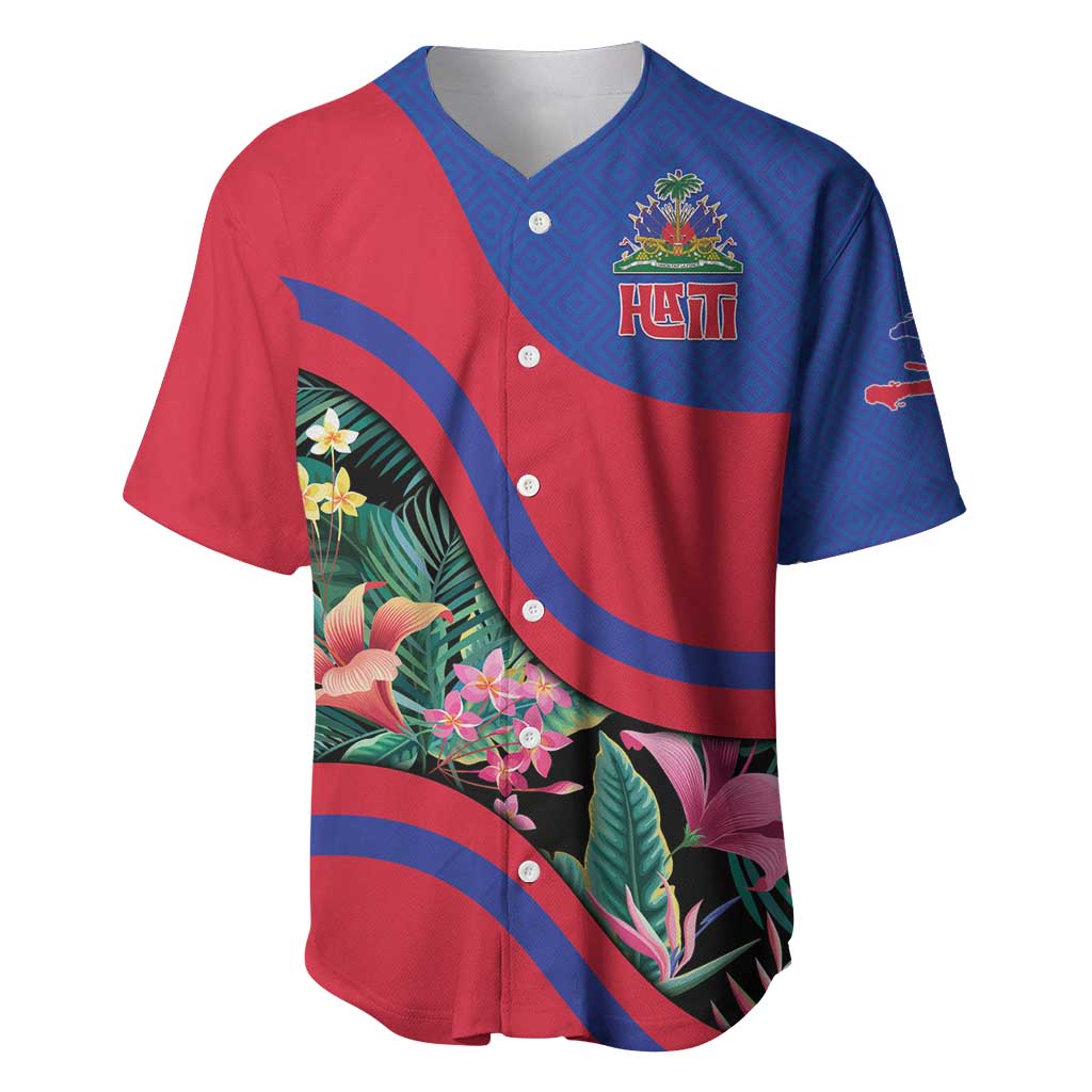 Personalized Haiti Baseball Jersey Tropical Hibiscus Flowers DT05