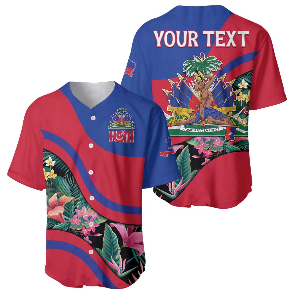 Personalized Haiti Baseball Jersey Tropical Hibiscus Flowers DT05