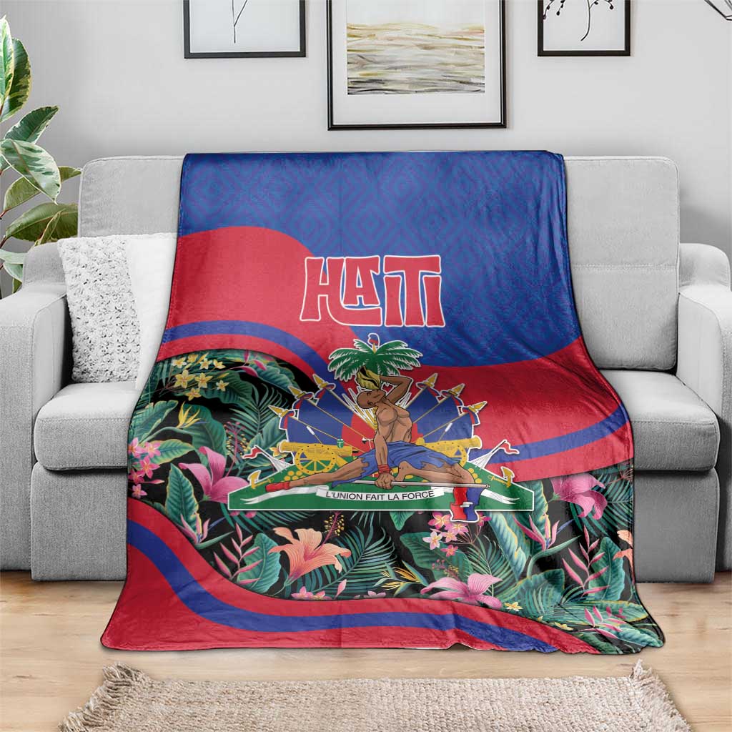 Personalized Haiti Blanket Tropical Hibiscus Flowers
