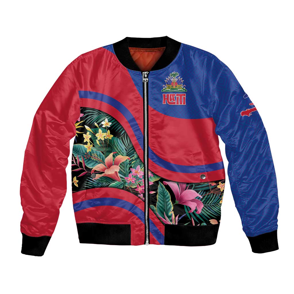 Personalized Haiti Bomber Jacket Tropical Hibiscus Flowers DT05