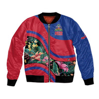 Personalized Haiti Bomber Jacket Tropical Hibiscus Flowers DT05