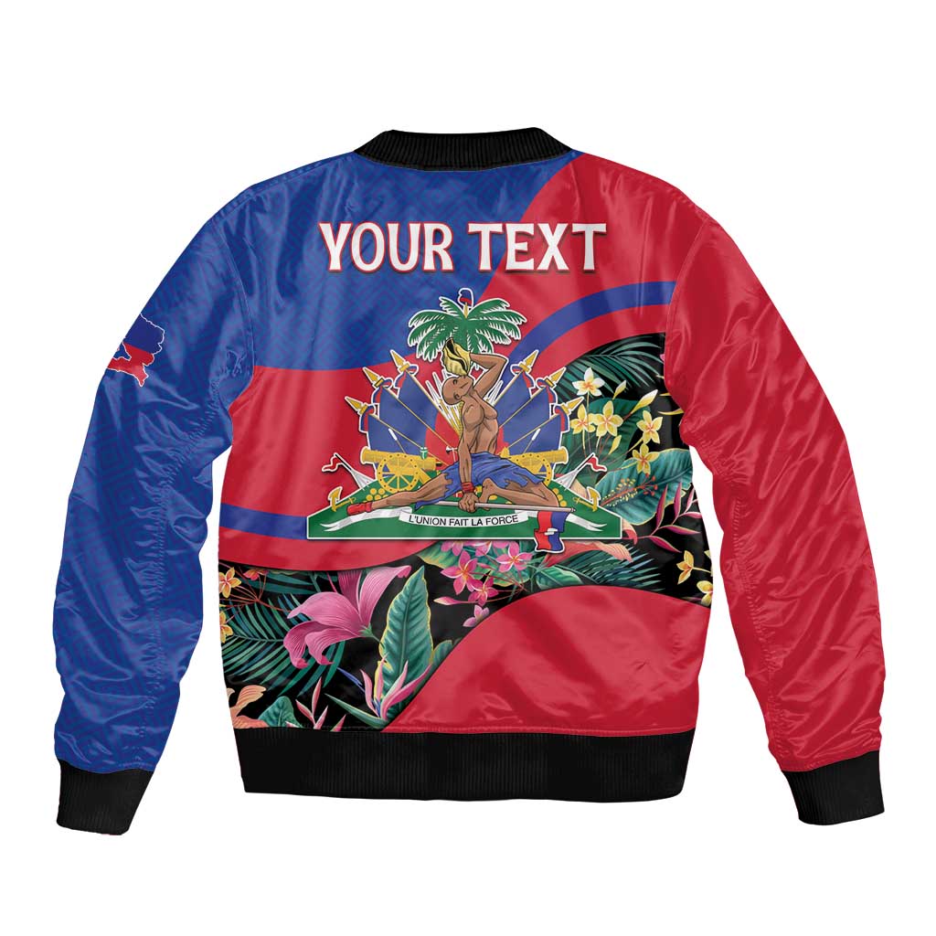 Personalized Haiti Bomber Jacket Tropical Hibiscus Flowers DT05