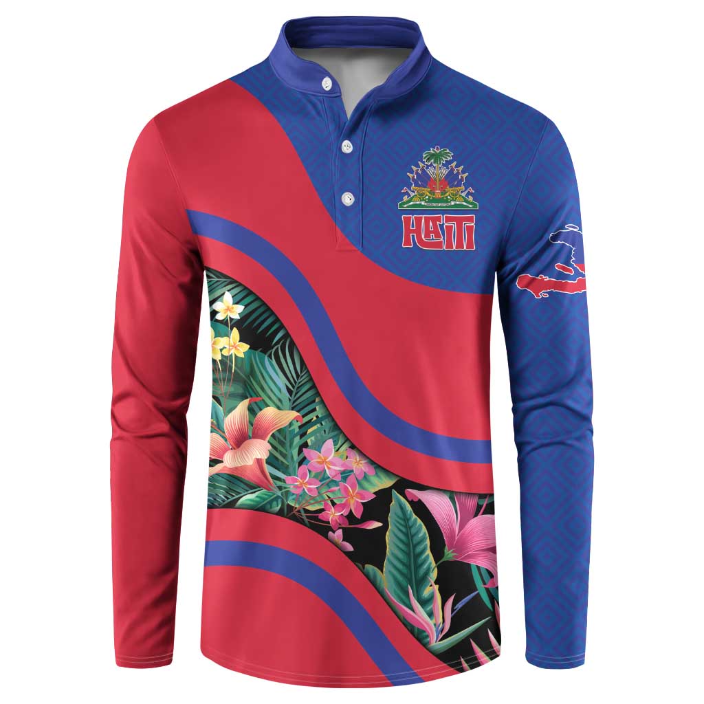 Personalized Haiti Button Sweatshirt Tropical Hibiscus Flowers DT05