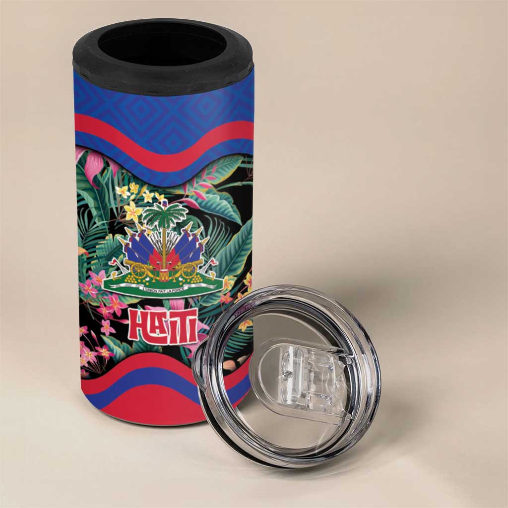 Personalized Haiti 4 in 1 Can Cooler Tumbler Tropical Hibiscus Flowers