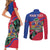 Personalized Haiti Couples Matching Short Sleeve Bodycon Dress and Long Sleeve Button Shirt Tropical Hibiscus Flowers DT05