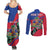 Personalized Haiti Couples Matching Summer Maxi Dress and Long Sleeve Button Shirt Tropical Hibiscus Flowers DT05