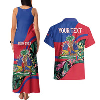 Personalized Haiti Couples Matching Tank Maxi Dress and Hawaiian Shirt Tropical Hibiscus Flowers DT05