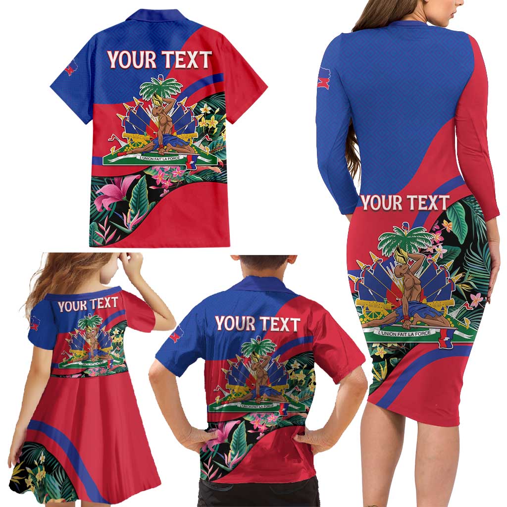 Personalized Haiti Family Matching Long Sleeve Bodycon Dress and Hawaiian Shirt Tropical Hibiscus Flowers DT05
