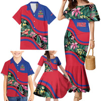 Personalized Haiti Family Matching Mermaid Dress and Hawaiian Shirt Tropical Hibiscus Flowers DT05