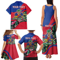 Personalized Haiti Family Matching Tank Maxi Dress and Hawaiian Shirt Tropical Hibiscus Flowers DT05