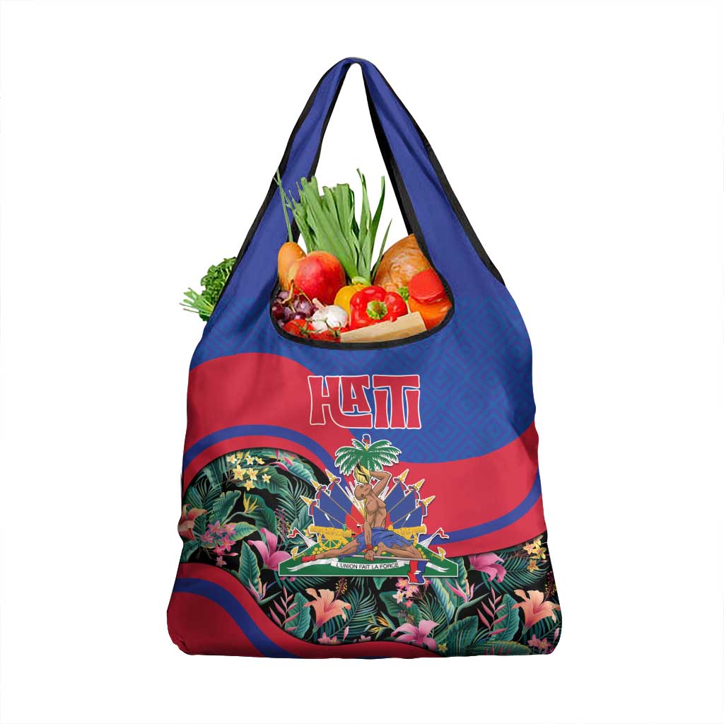 Personalized Haiti Grocery Bag Tropical Hibiscus Flowers