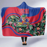 Personalized Haiti Hooded Blanket Tropical Hibiscus Flowers