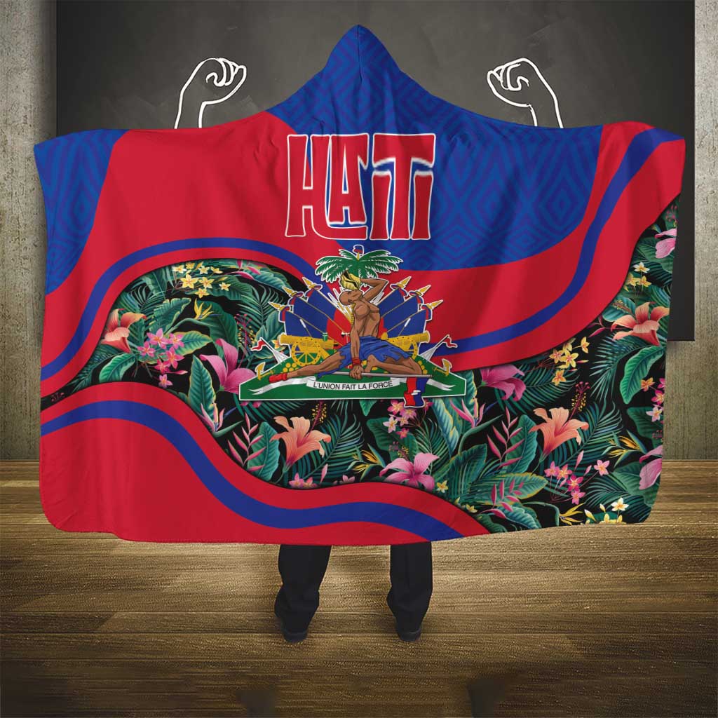 Personalized Haiti Hooded Blanket Tropical Hibiscus Flowers