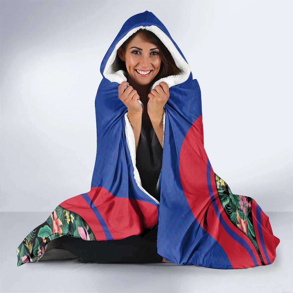 Personalized Haiti Hooded Blanket Tropical Hibiscus Flowers