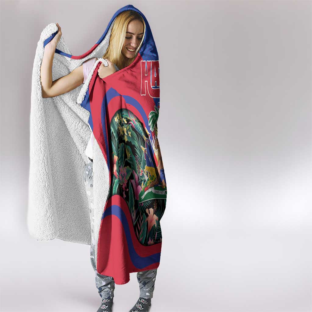Personalized Haiti Hooded Blanket Tropical Hibiscus Flowers
