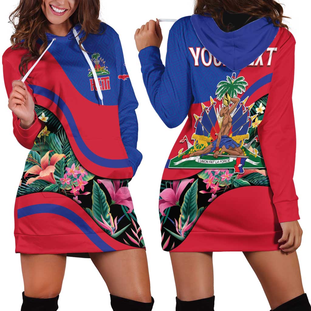 Personalized Haiti Hoodie Dress Tropical Hibiscus Flowers DT05