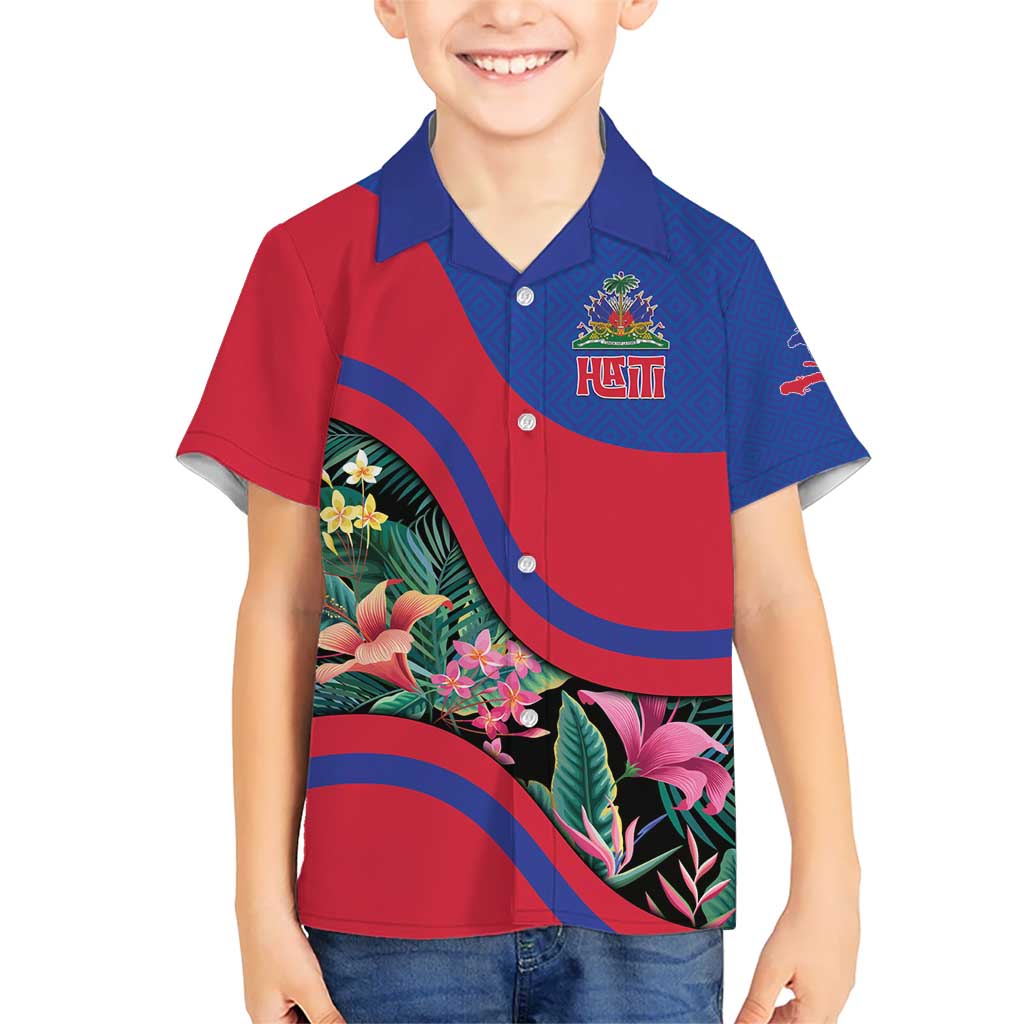 Personalized Haiti Kid Hawaiian Shirt Tropical Hibiscus Flowers DT05