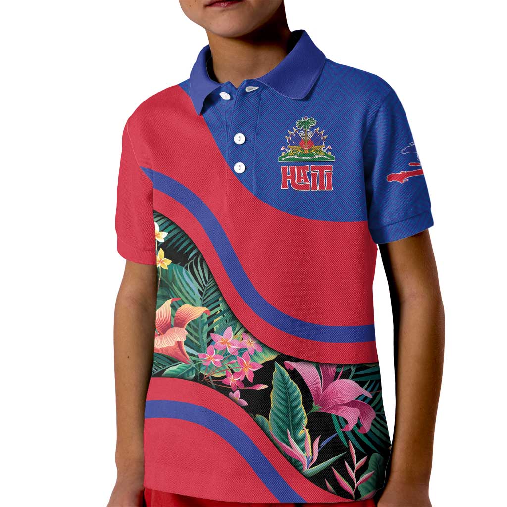 Personalized Haiti Kid Polo Shirt Tropical Hibiscus Flowers DT05