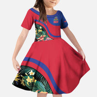 Personalized Haiti Kid Short Sleeve Dress Tropical Hibiscus Flowers DT05