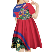 Personalized Haiti Kid Short Sleeve Dress Tropical Hibiscus Flowers DT05