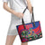 Personalized Haiti Leather Tote Bag Tropical Hibiscus Flowers