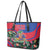 Personalized Haiti Leather Tote Bag Tropical Hibiscus Flowers