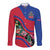 Personalized Haiti Long Sleeve Button Shirt Tropical Hibiscus Flowers DT05