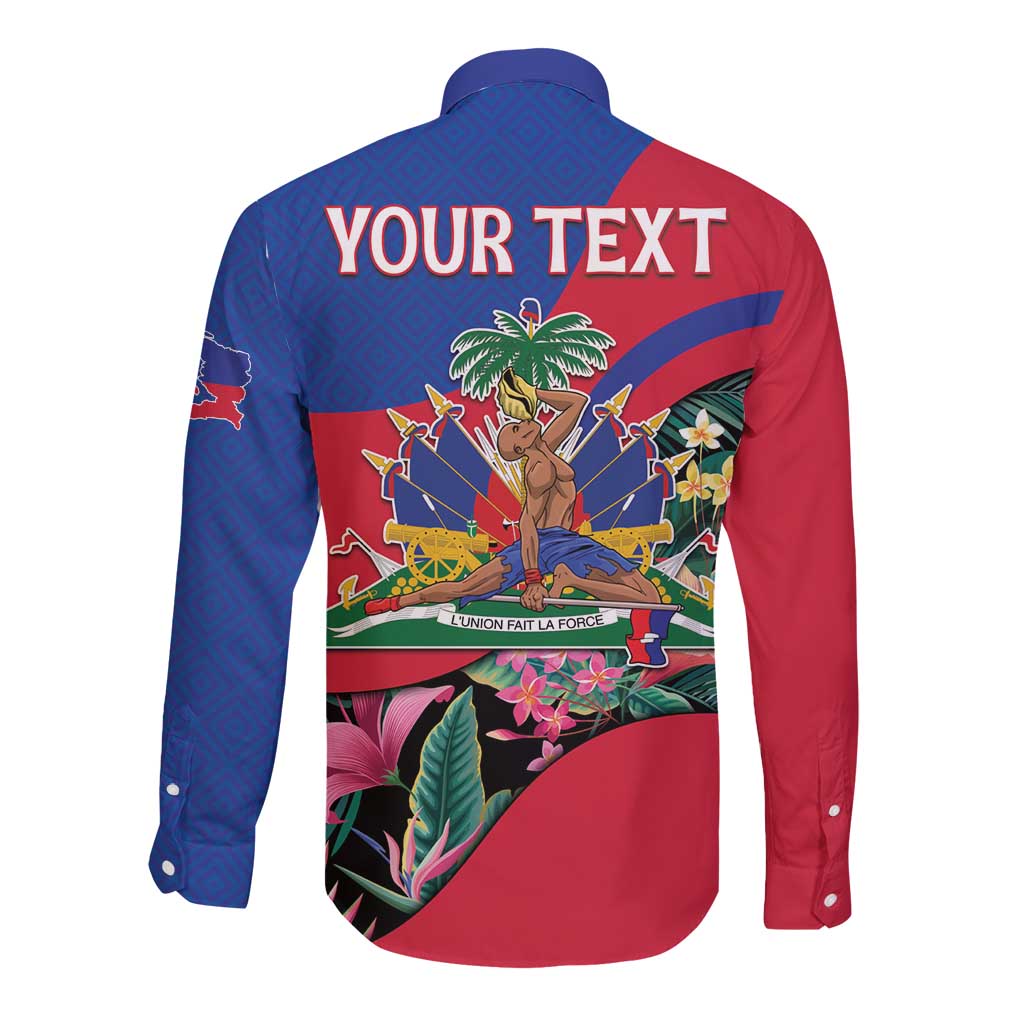 Personalized Haiti Long Sleeve Button Shirt Tropical Hibiscus Flowers DT05