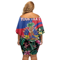 Personalized Haiti Off Shoulder Short Dress Tropical Hibiscus Flowers DT05