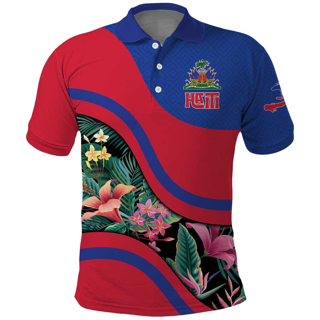 Personalized Haiti Polo Shirt Tropical Hibiscus Flowers DT05