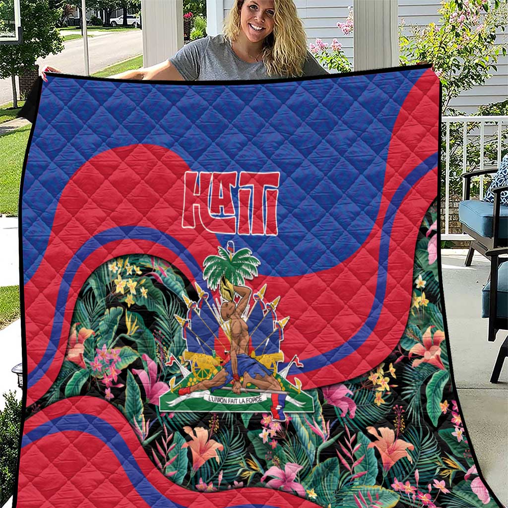 Personalized Haiti Quilt Tropical Hibiscus Flowers
