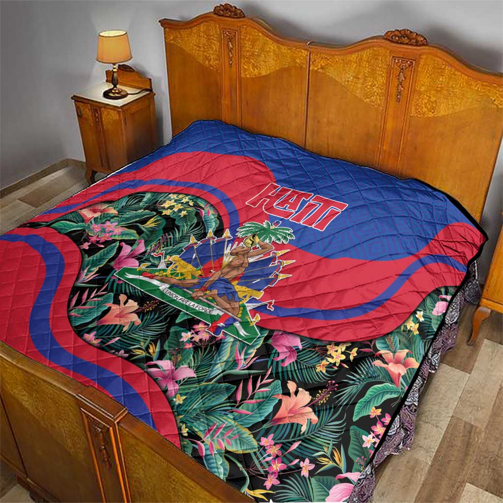 Personalized Haiti Quilt Tropical Hibiscus Flowers