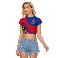 Personalized Haiti Raglan Cropped T Shirt Tropical Hibiscus Flowers DT05