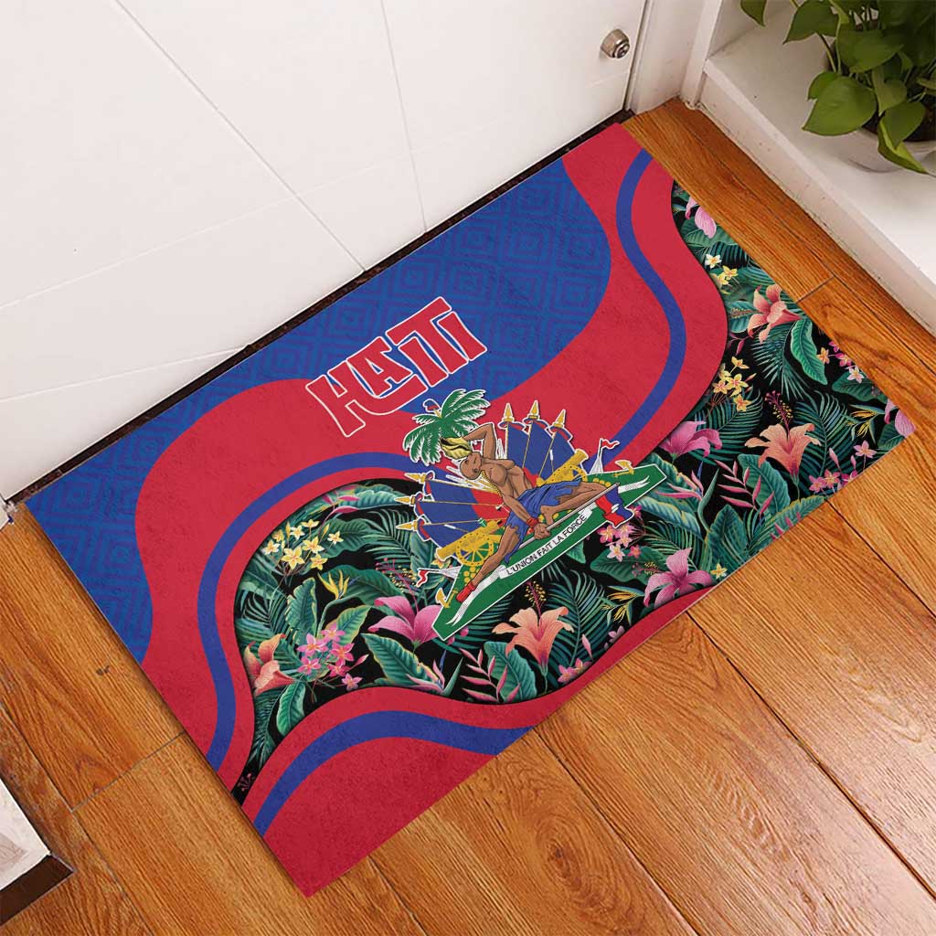 Personalized Haiti Rubber Doormat Tropical Hibiscus Flowers