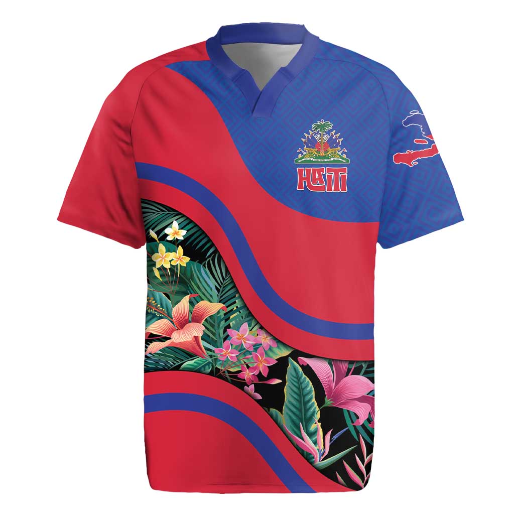 Personalized Haiti Rugby Jersey Tropical Hibiscus Flowers DT05