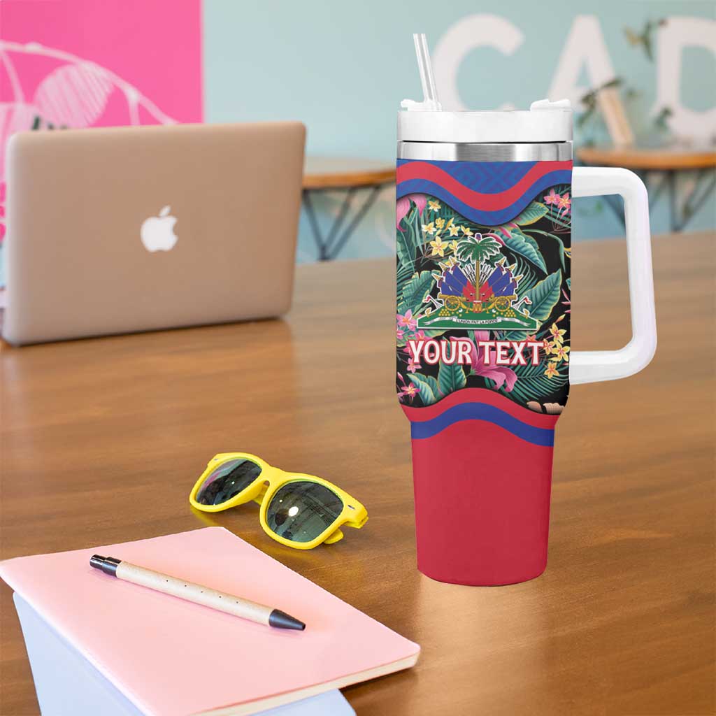 Personalized Haiti Tumbler With Handle Tropical Hibiscus Flowers