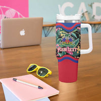 Personalized Haiti Tumbler With Handle Tropical Hibiscus Flowers