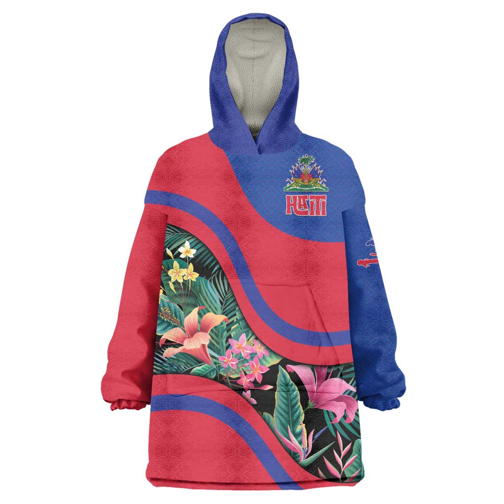 Personalized Haiti Wearable Blanket Hoodie Tropical Hibiscus Flowers DT05