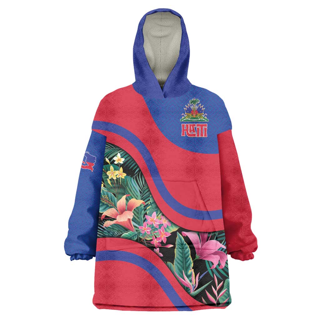 Personalized Haiti Wearable Blanket Hoodie Tropical Hibiscus Flowers
