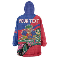 Personalized Haiti Wearable Blanket Hoodie Tropical Hibiscus Flowers DT05