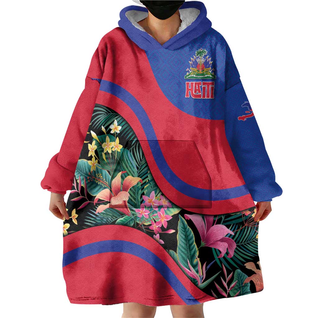 Personalized Haiti Wearable Blanket Hoodie Tropical Hibiscus Flowers DT05