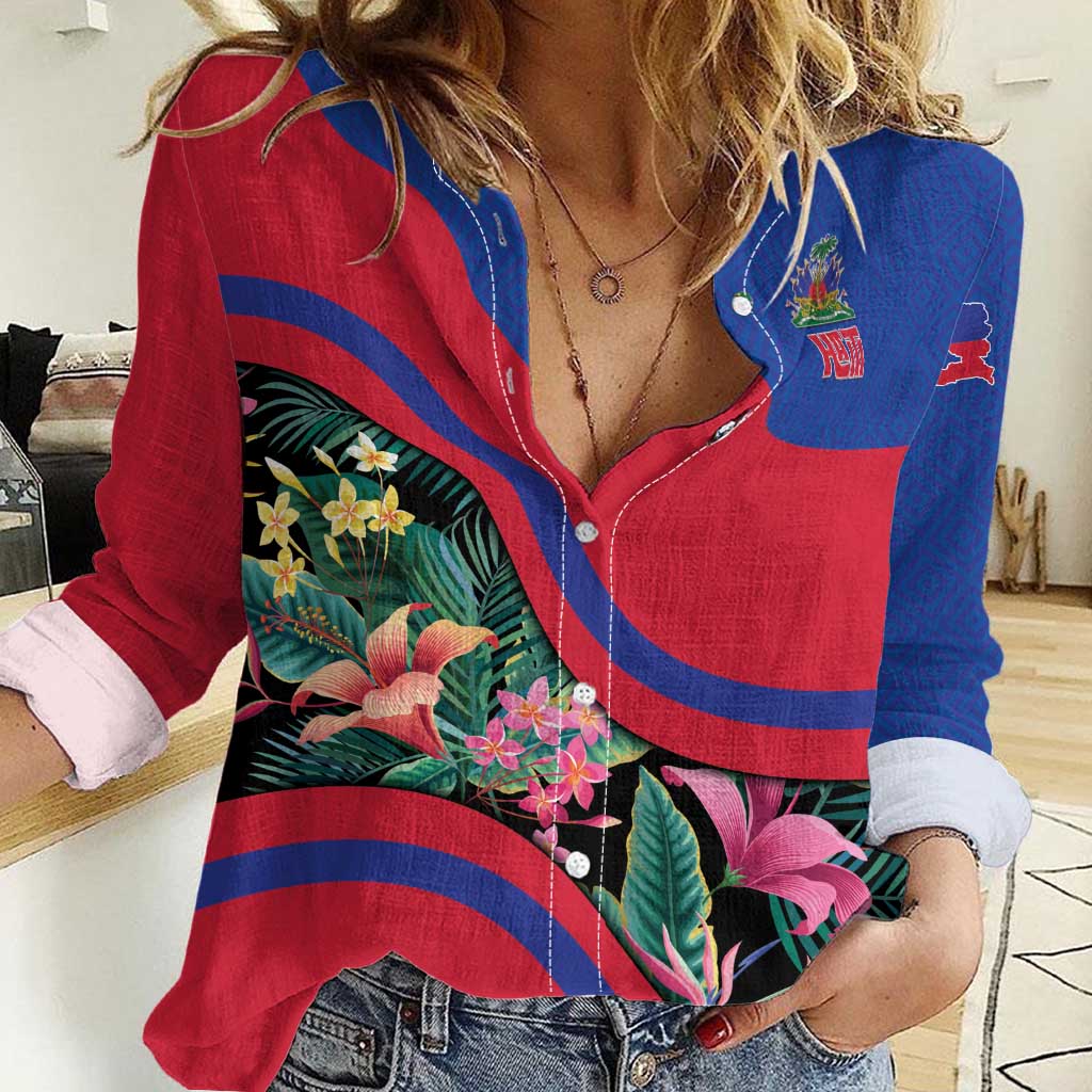 Personalized Haiti Women Casual Shirt Tropical Hibiscus Flowers DT05