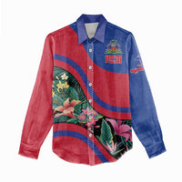 Personalized Haiti Women Casual Shirt Tropical Hibiscus Flowers DT05