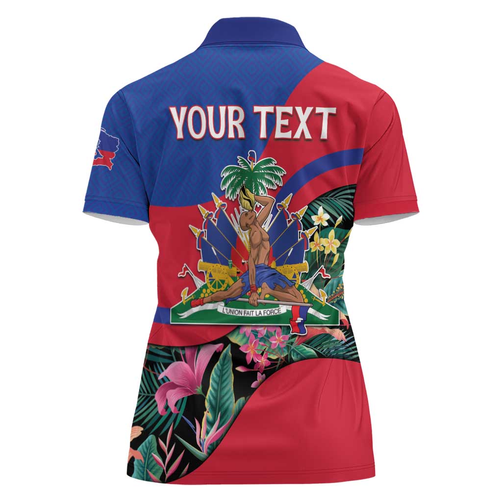 Personalized Haiti Women Polo Shirt Tropical Hibiscus Flowers DT05